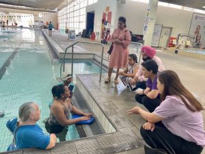 Splashdown for adult learn-to-swim program